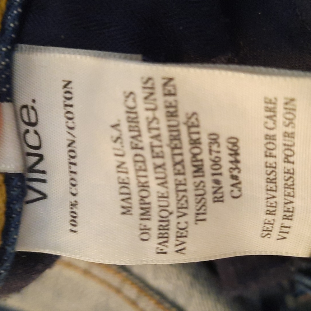 Vince jeans button fly, size 30, blue